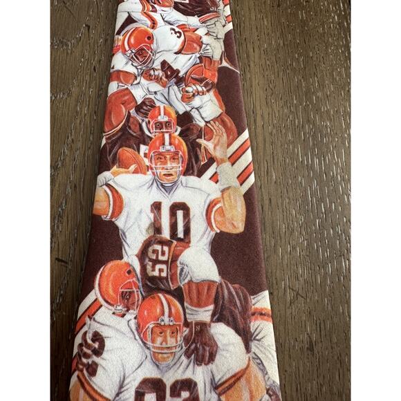 Vintage Ralph Marlin Tie Cleveland Browns 1990 Orange Brown Team Stripes - Picture 4 of 9